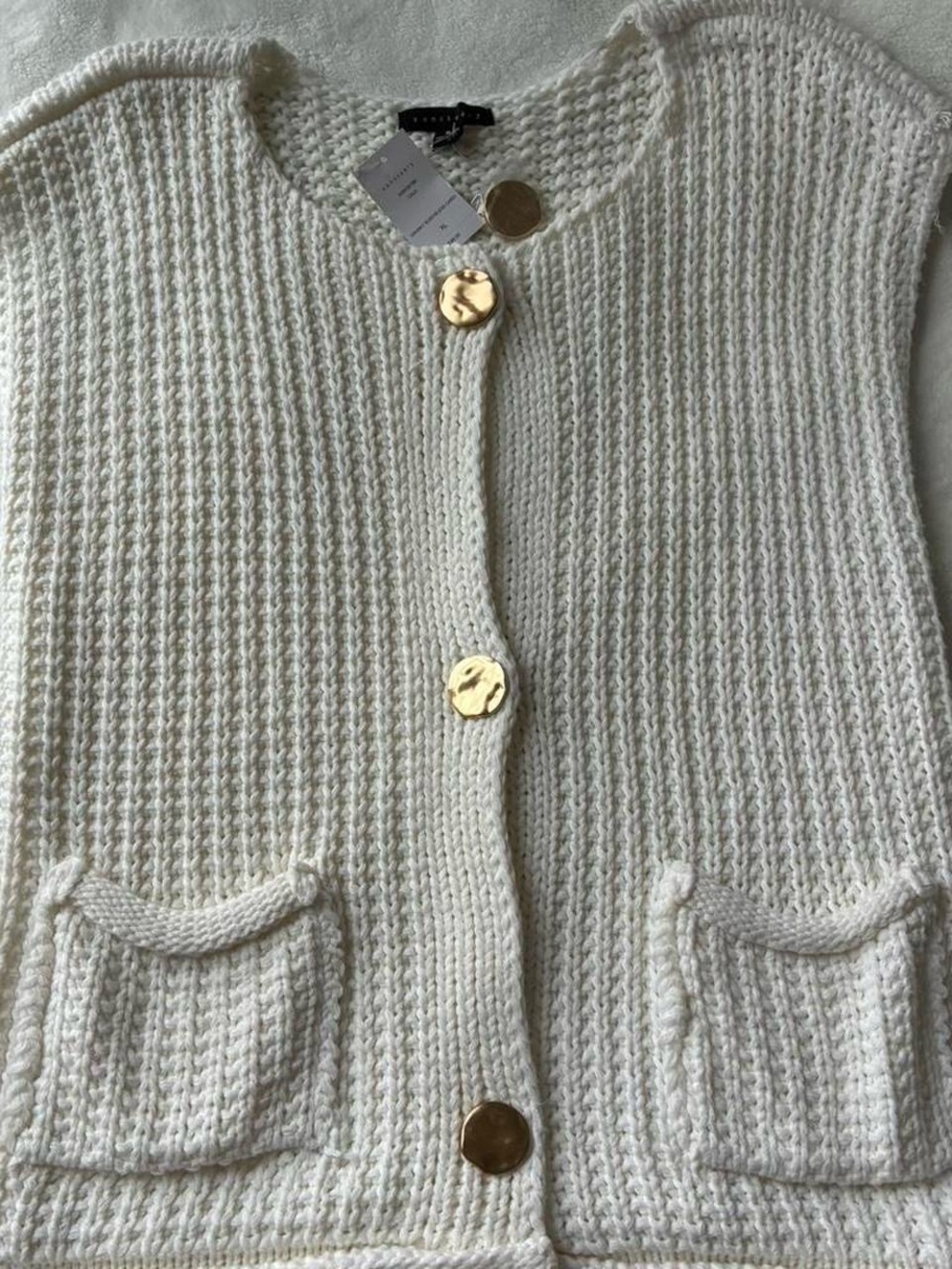 Sanctuary Cream Knit Cardigan with Gold Buttons